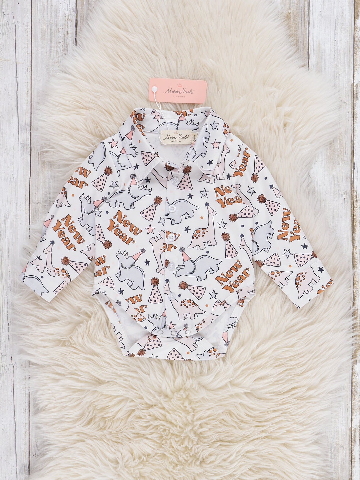 Dino New Year Bubble Romper - Marie Nicole Clothing