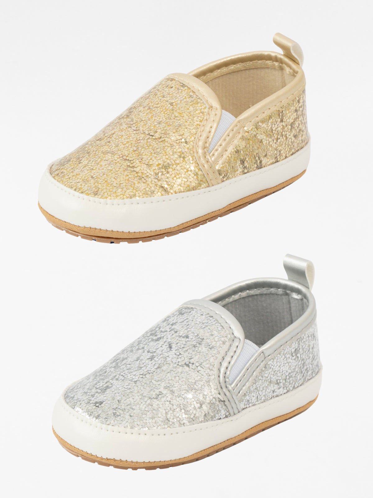 Glitter Slip On Baby Shoe Silver - Marie Nicole Clothing