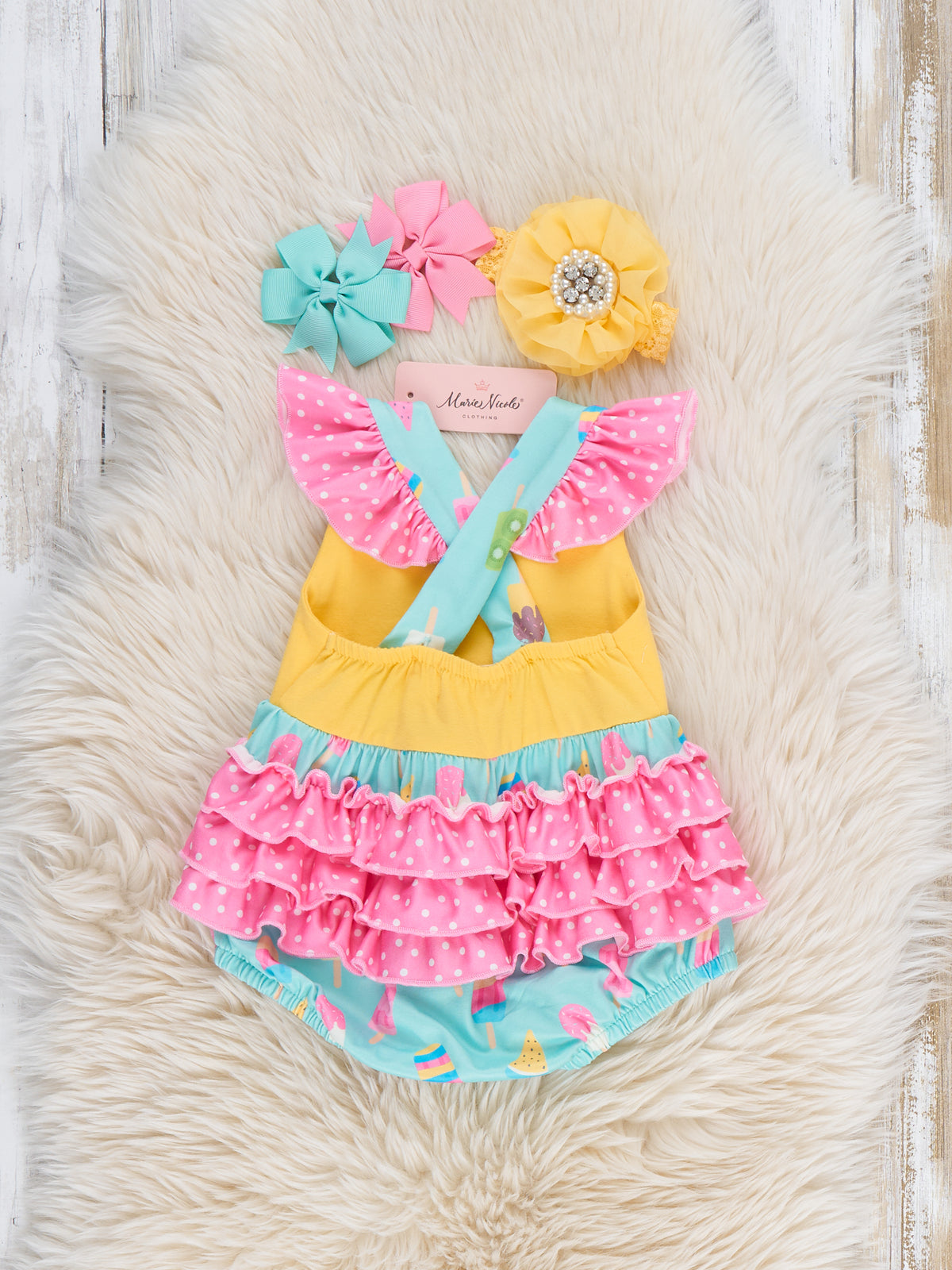Frozen Treat Fun Ruffle Bubble Romper - Marie Nicole Clothing