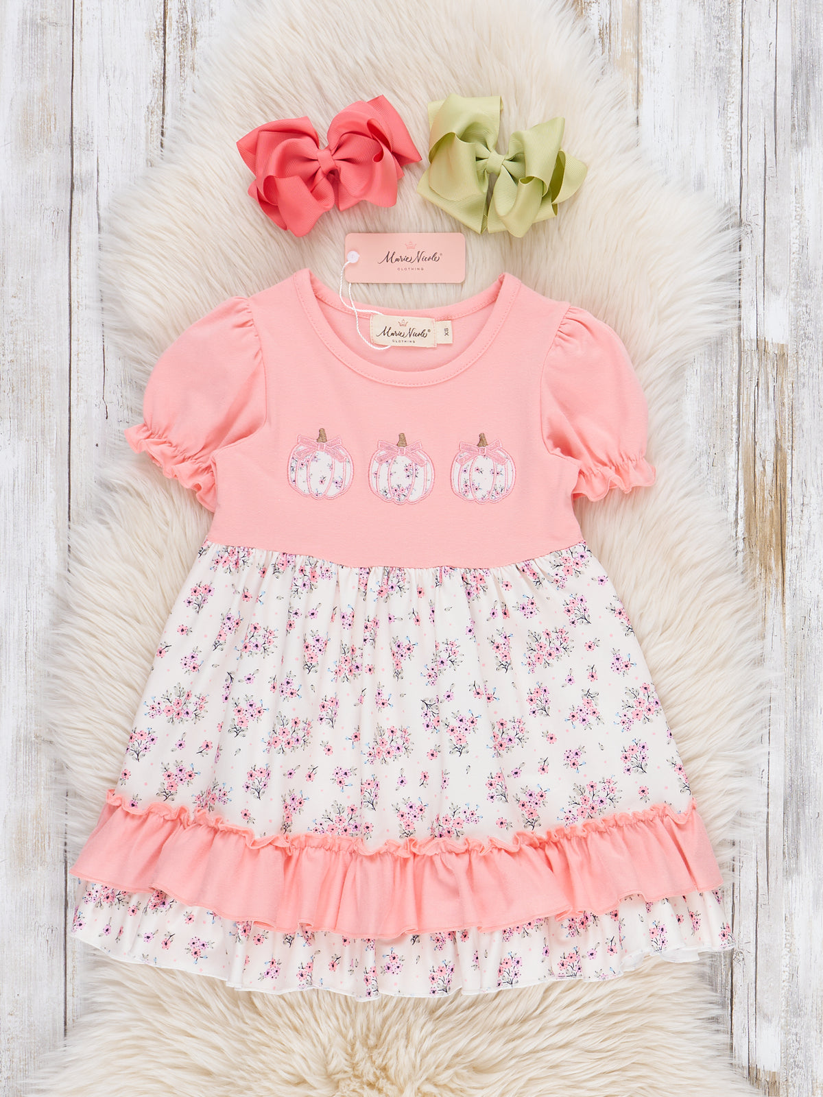 Rustic Rose Pumpkin Embroidered Dress - Marie Nicole Clothing