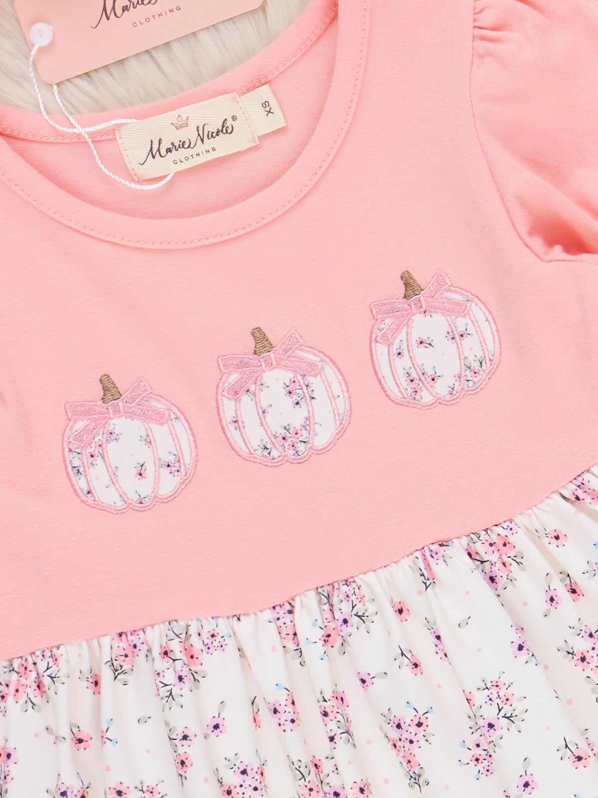 Rustic Rose Pumpkin Embroidered Dress - Marie Nicole Clothing