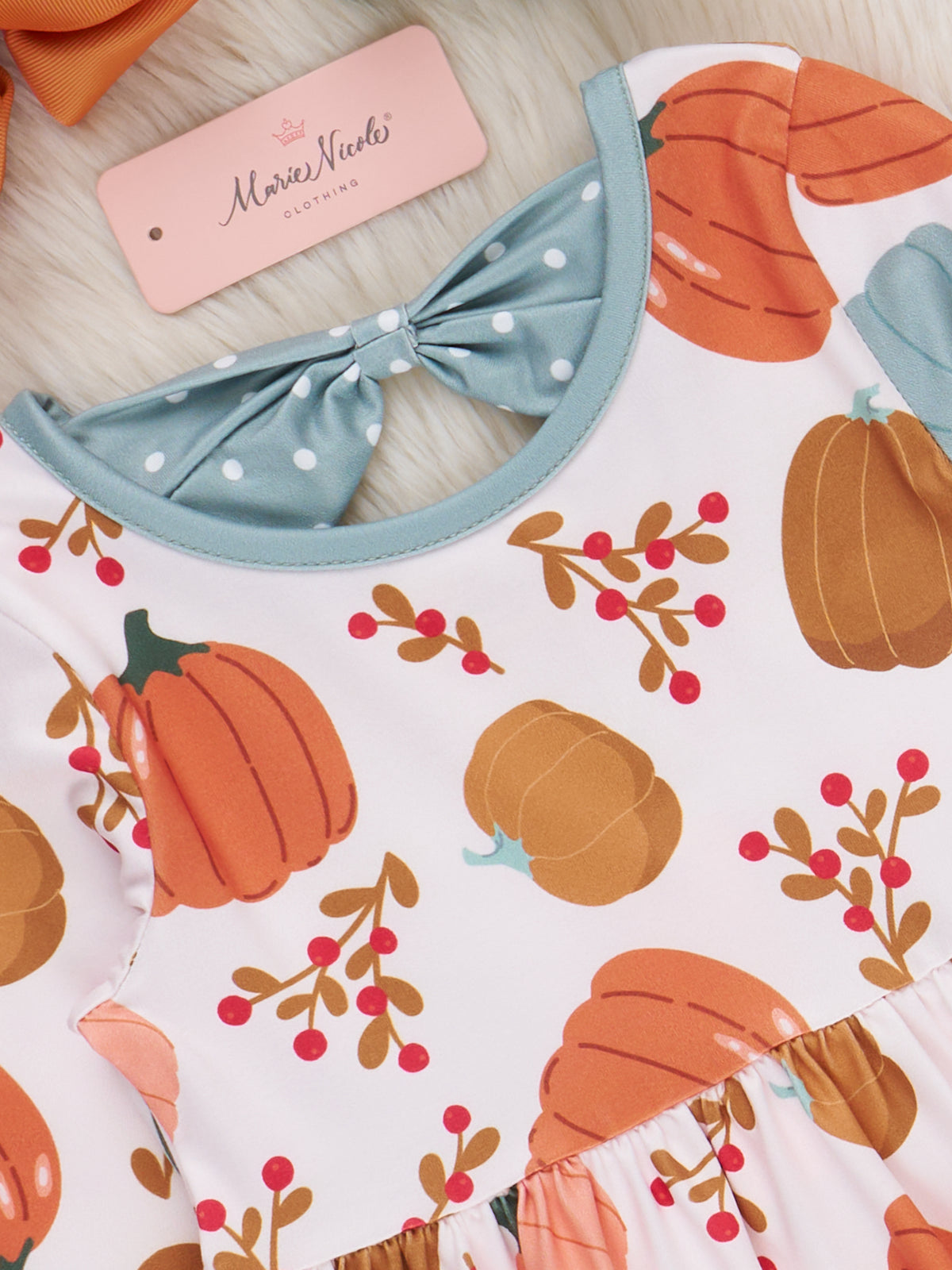 Sweet Gourd Ruffle Bow Dress - Marie Nicole Clothing