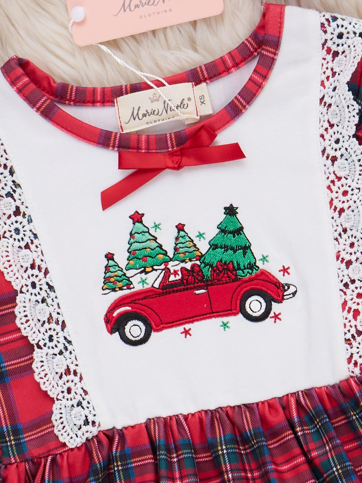 Pine Pickup Plaid Embroidered Dress - Marie Nicole Clothing