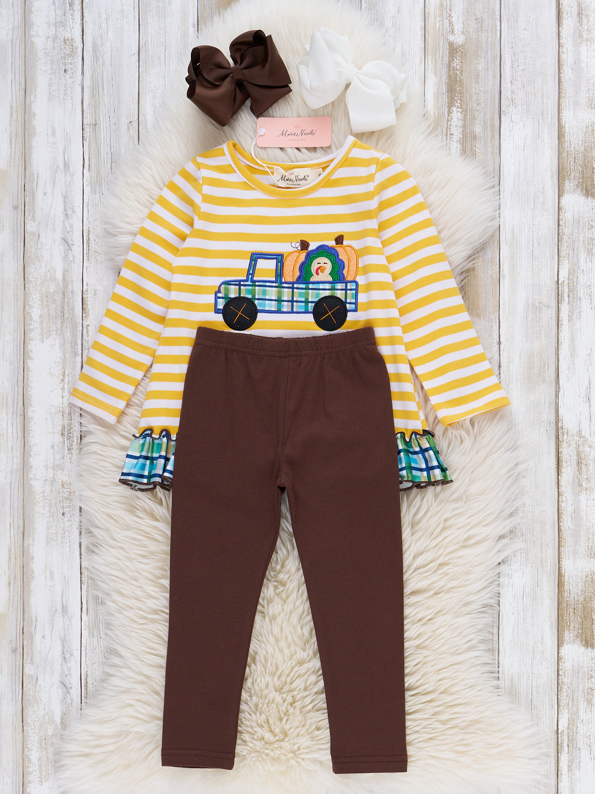 Fall Fest Express Embroidered Ruffle Outfit - Marie Nicole Clothing