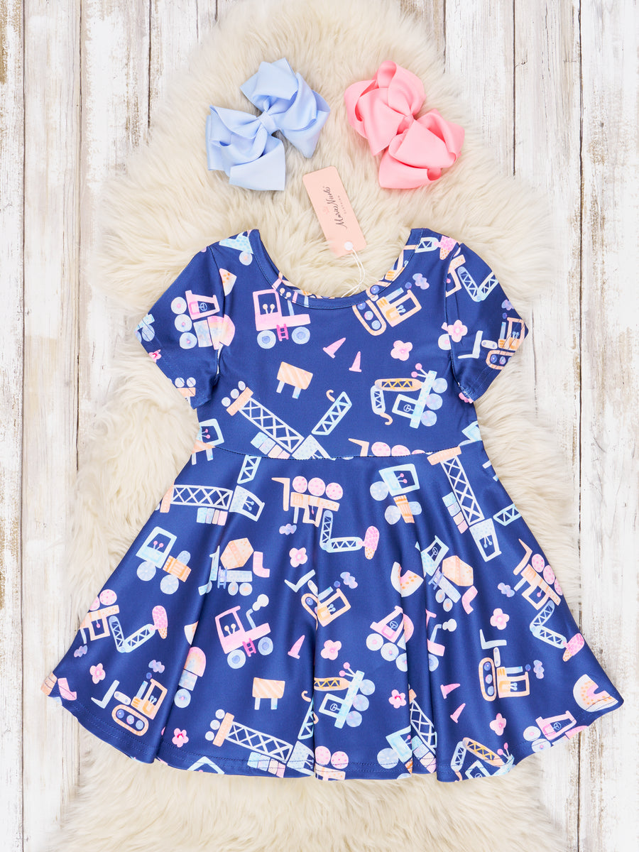 Navy Excavator Swing Dress Marie Nicole Clothing