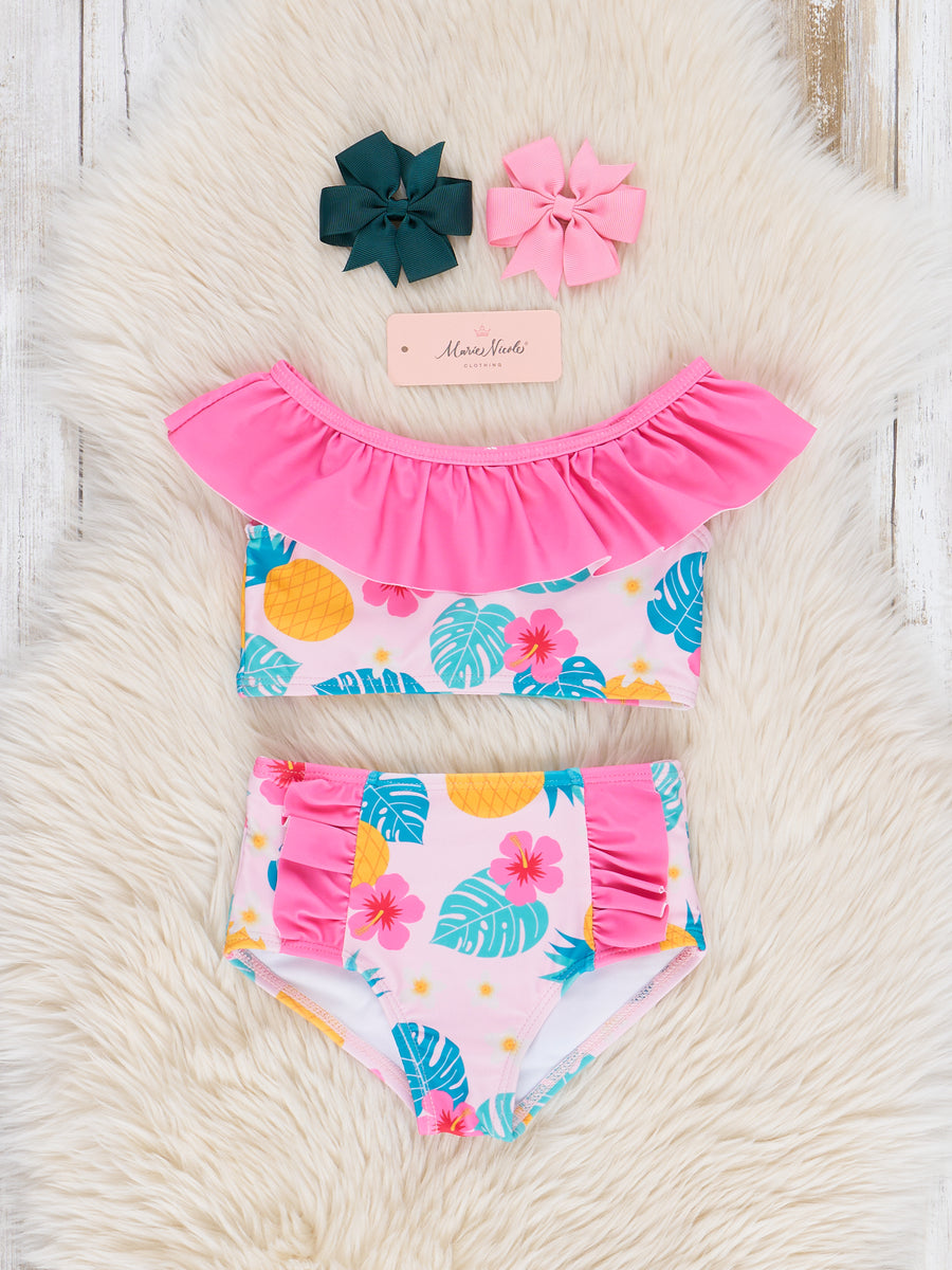 Pineapple Tropics Ruffle Swimsuit - Marie Nicole Clothing