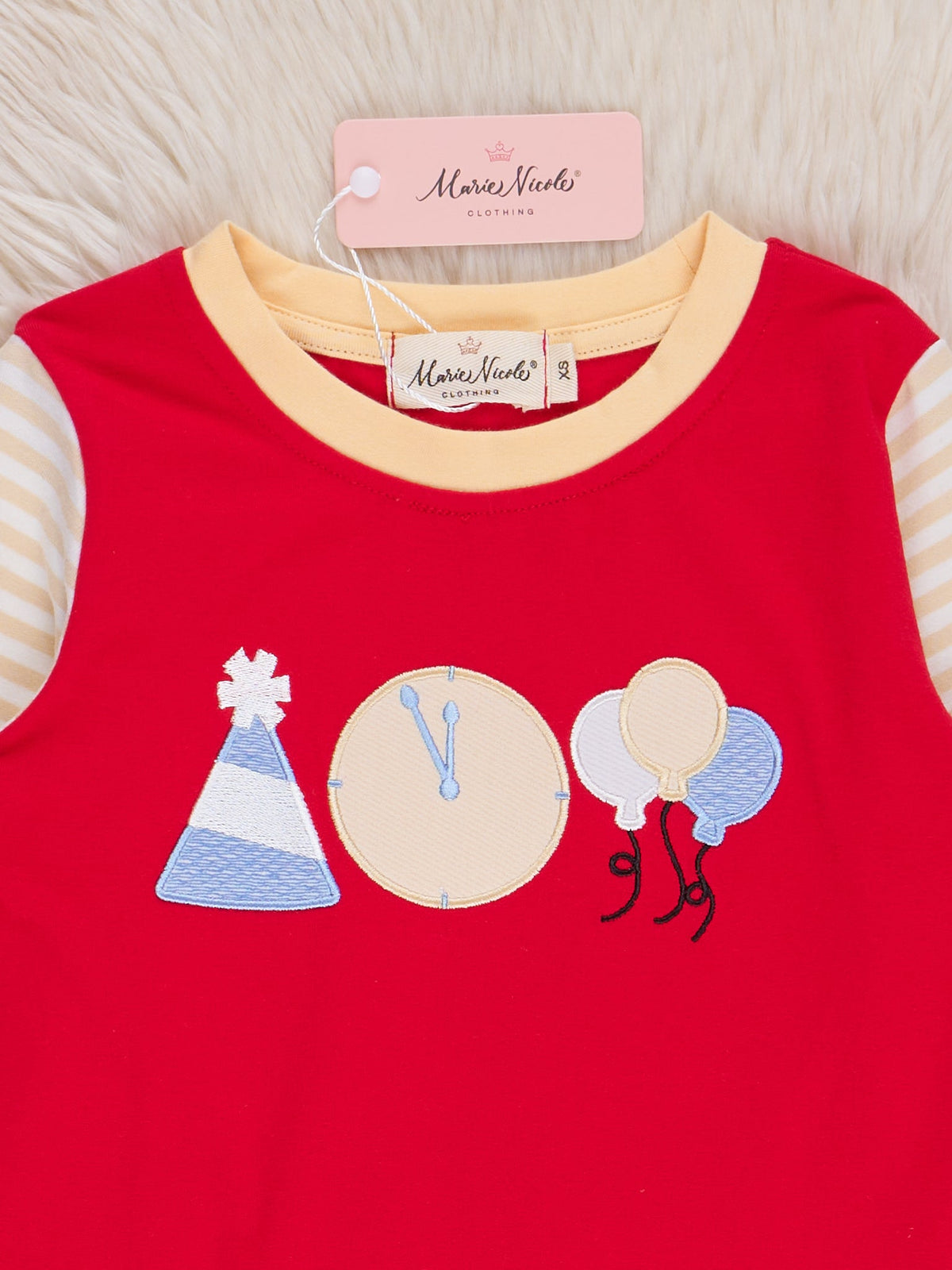 Red & Yellow Embroidered Party Time Shirt - Marie Nicole Clothing