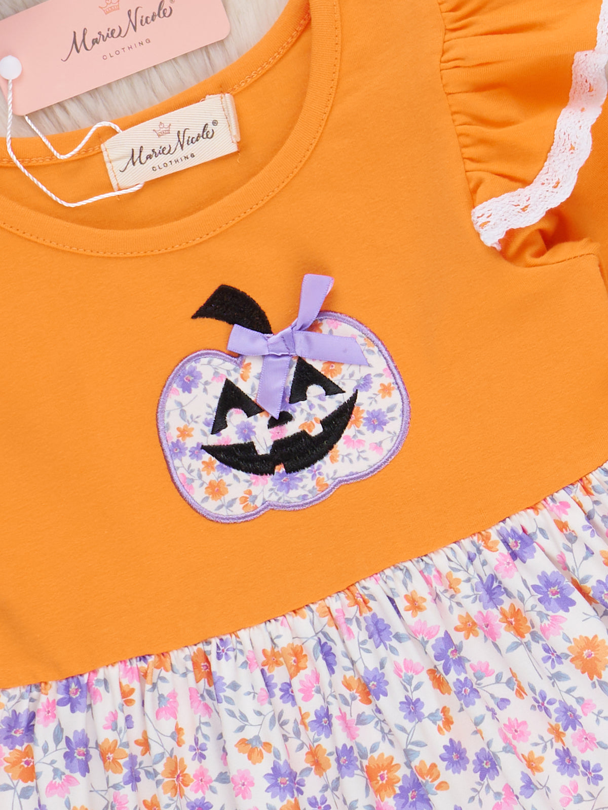 Pumpkin Petal Patch Ruffle Dress - Marie Nicole Clothing