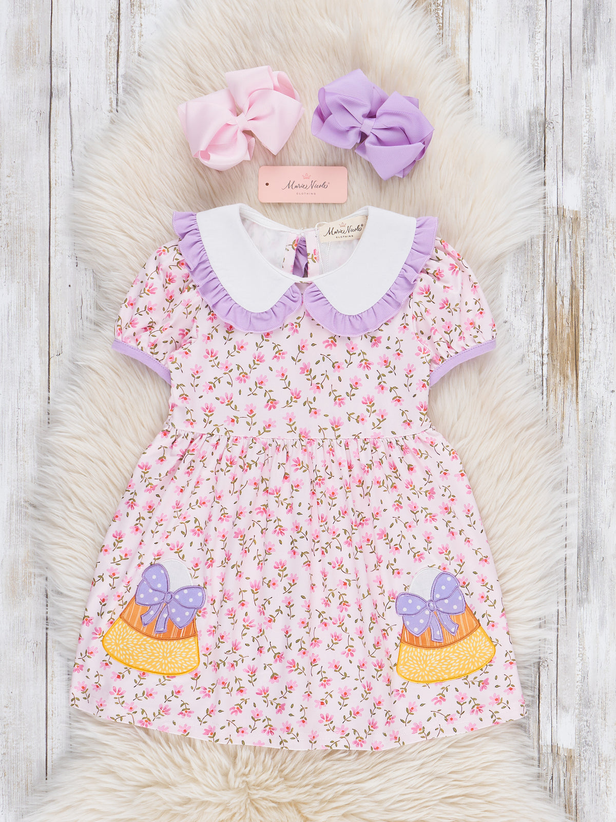 Candy Blossoms Embroidered Ruffle Dress - Marie Nicole Clothing