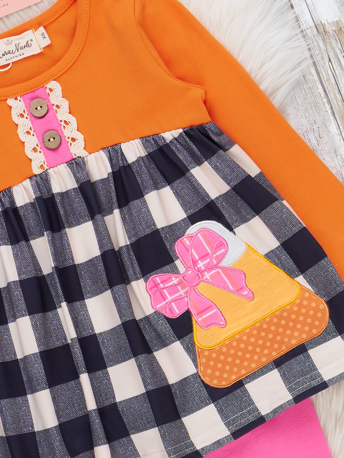 Sweet as Candy Corn Embroidered Ruffle Outfit - Marie Nicole Clothing