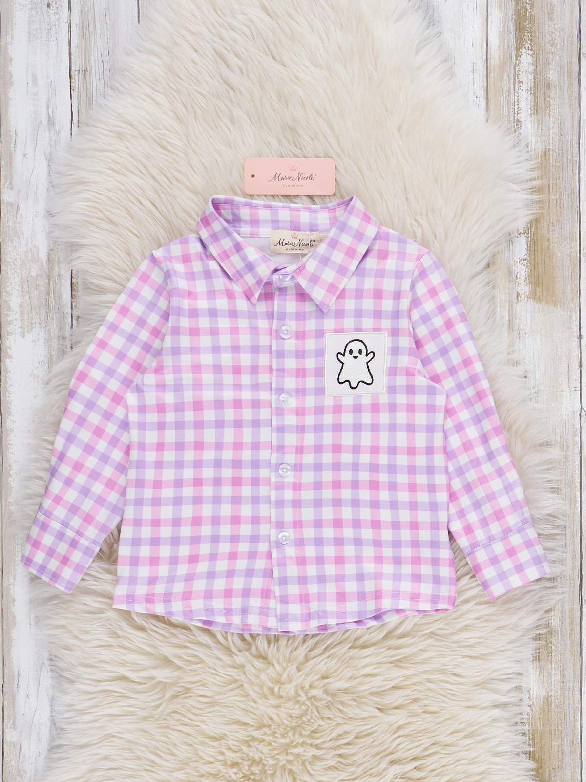Ghostly Greetings Smocked Plaid Top - Marie Nicole Clothing