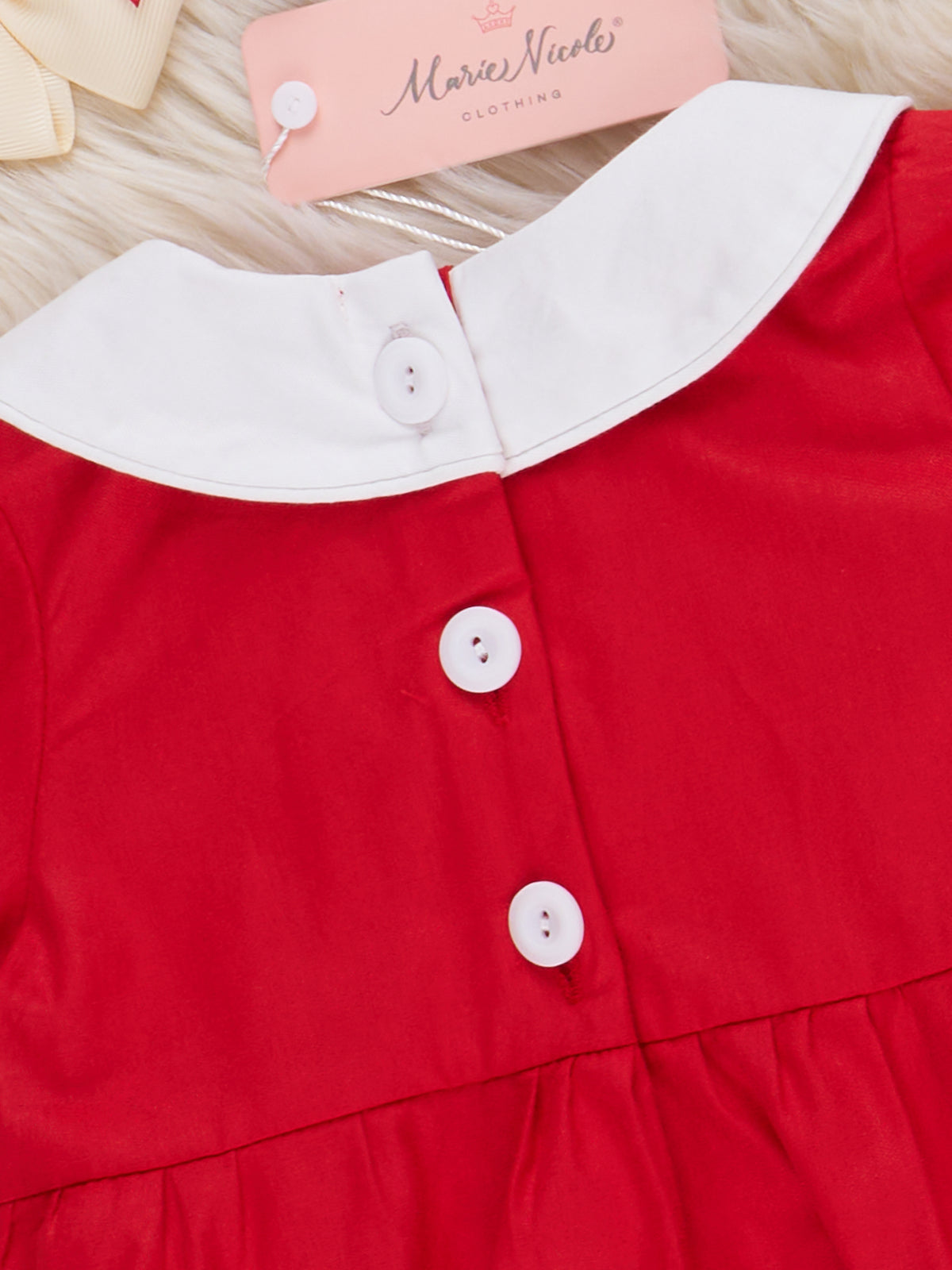 Reindeer Visit Embroidered Poplin Bubble Romper - Marie Nicole Clothing