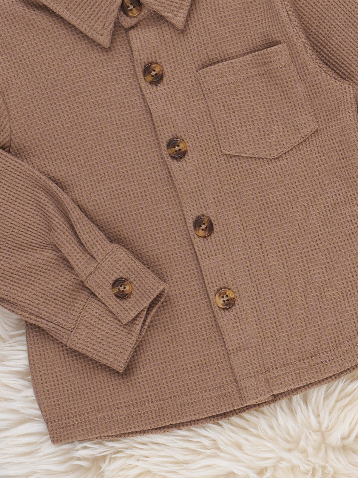 Little Gent Button-Up Shirt - Brown - Marie Nicole Clothing