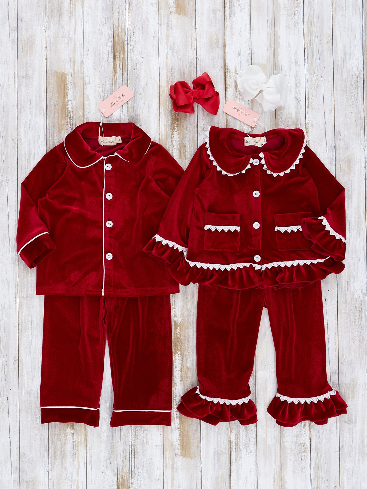 Ruby Velvet Pajamas - Marie Nicole Clothing