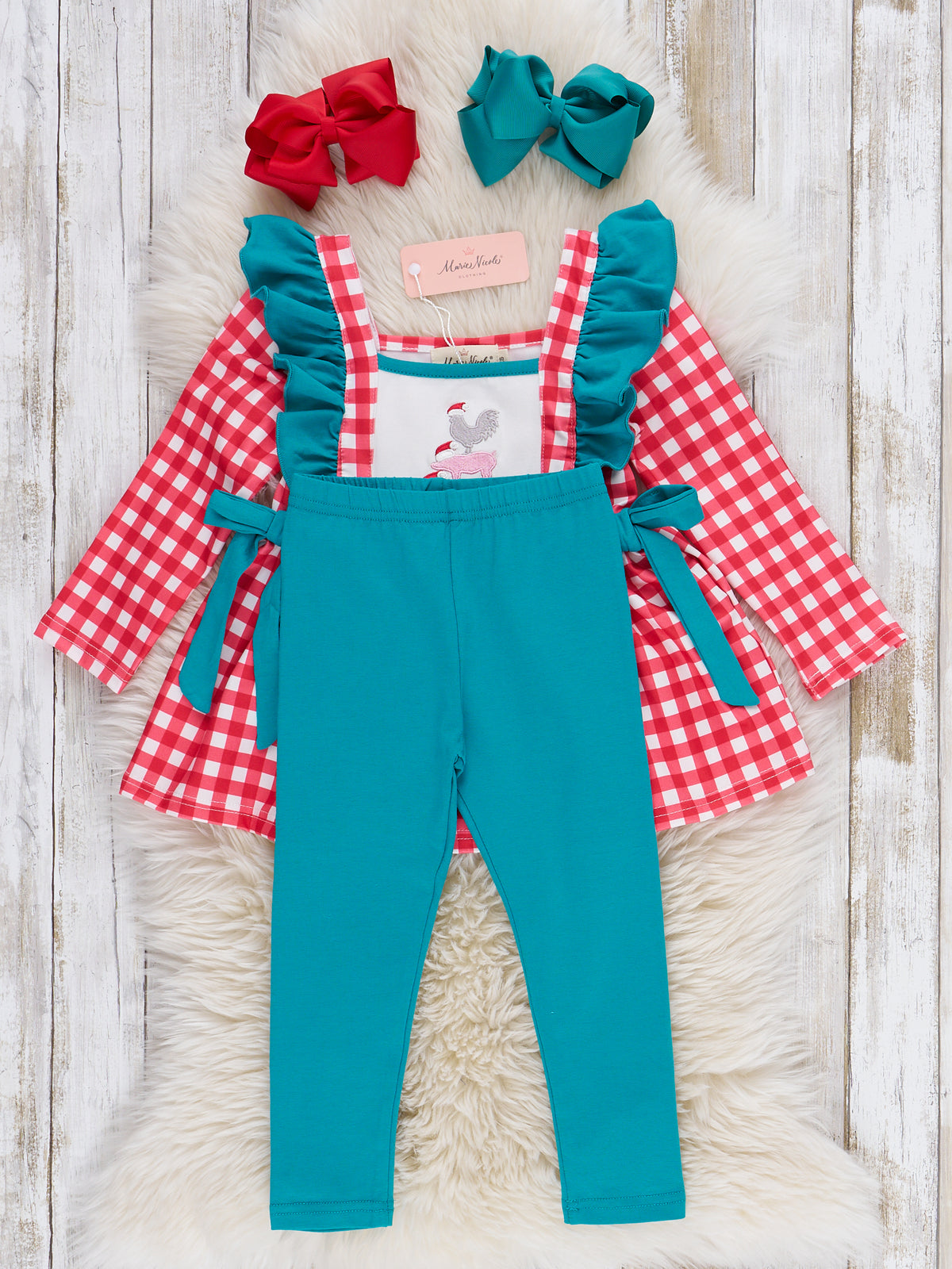 Farmyard Friends Embroidered Ruffle Outfit - Marie Nicole Clothing