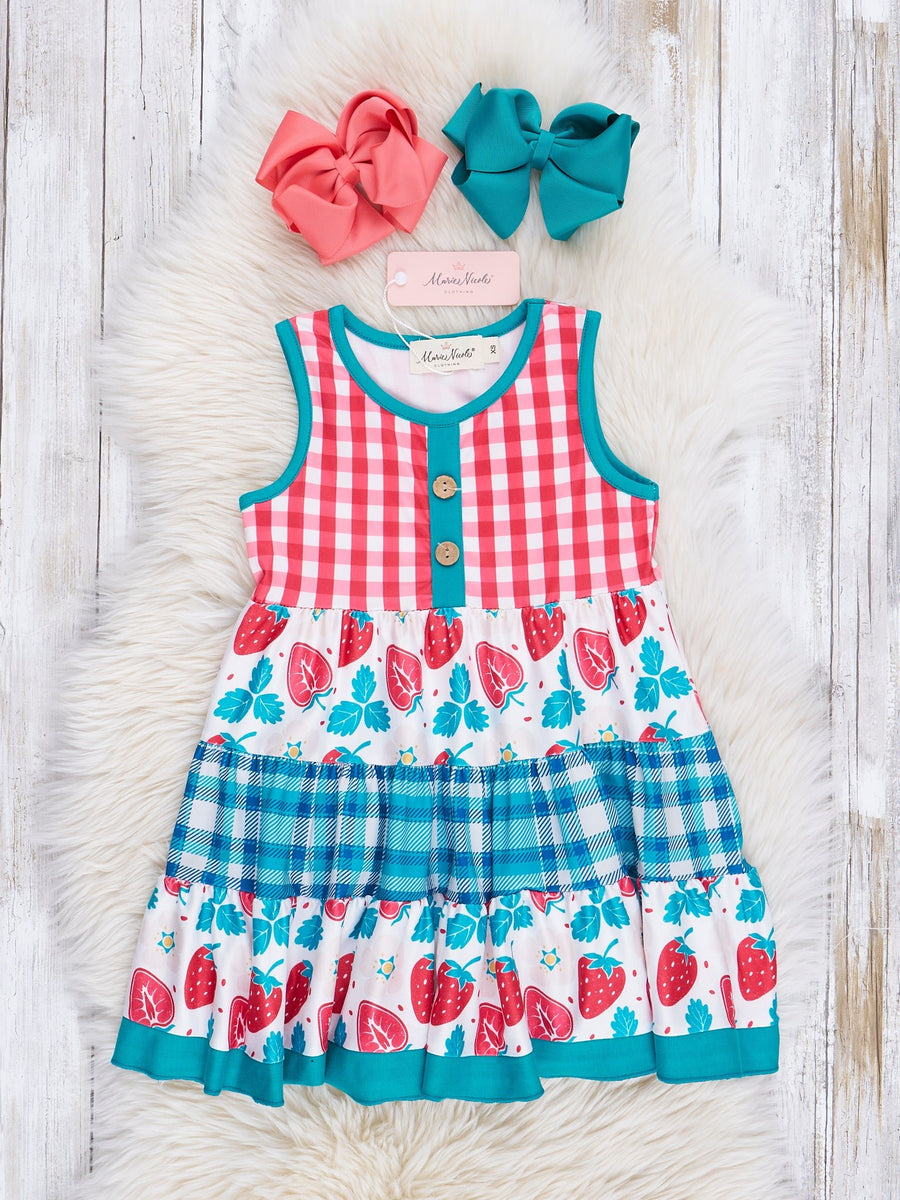 Strawberries Ruffle Neck Bloomer Set by Sage & Lily