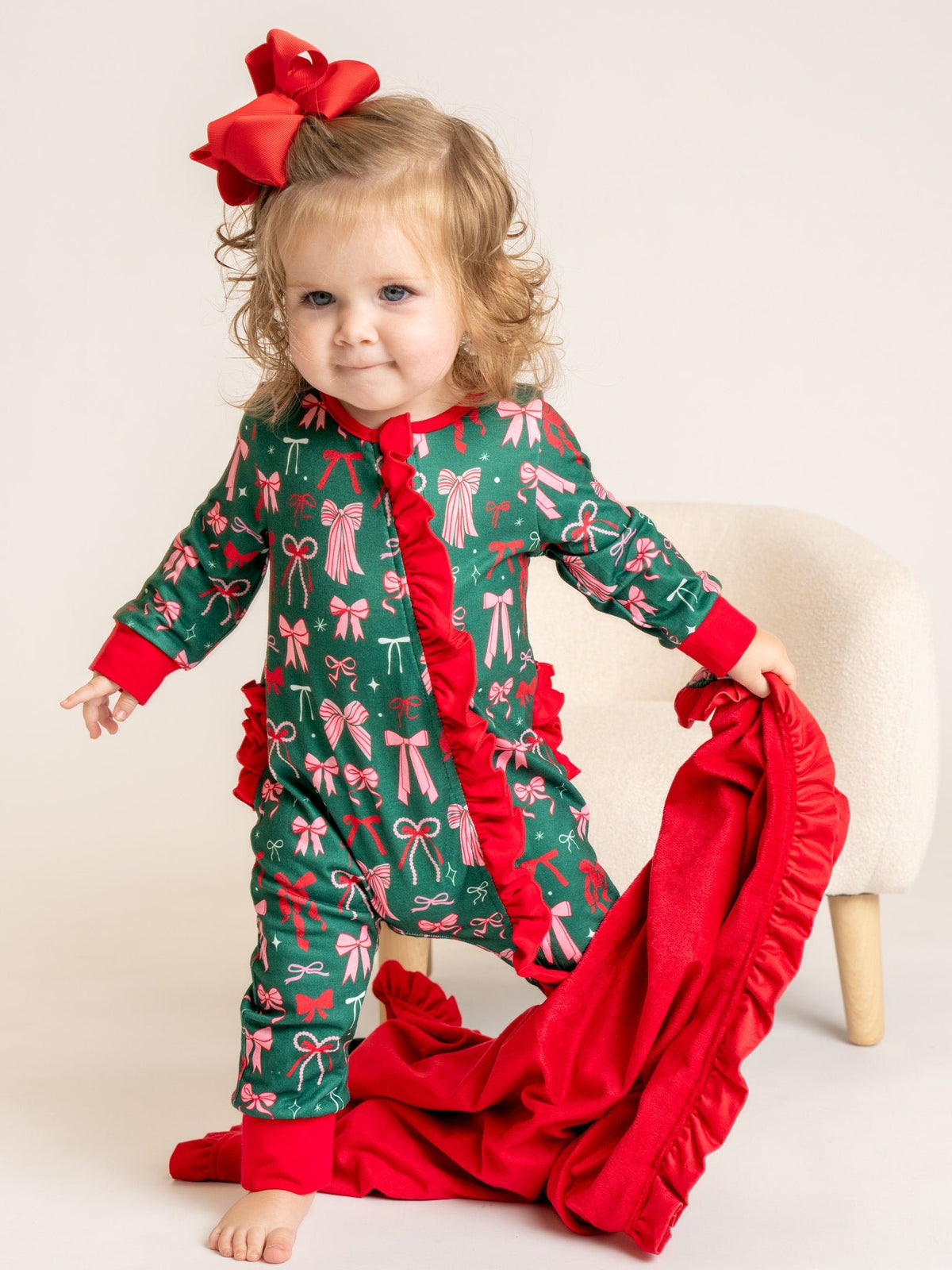 Merry Bows Ruffle Blanket - Marie Nicole Clothing