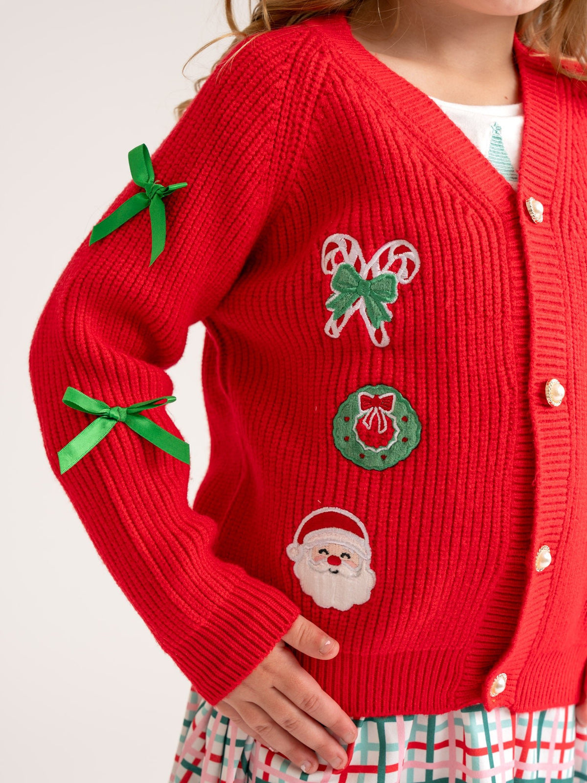 Jolly Christmas Icons Embroidered Cardigan - Marie Nicole Clothing