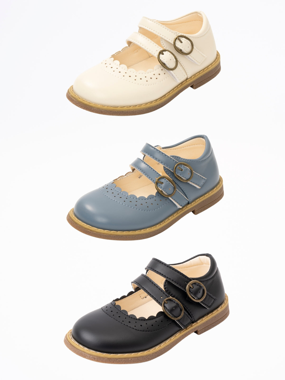 Double Buckle Mary Jane Hard Sole Shoes- Black - Marie Nicole Clothing