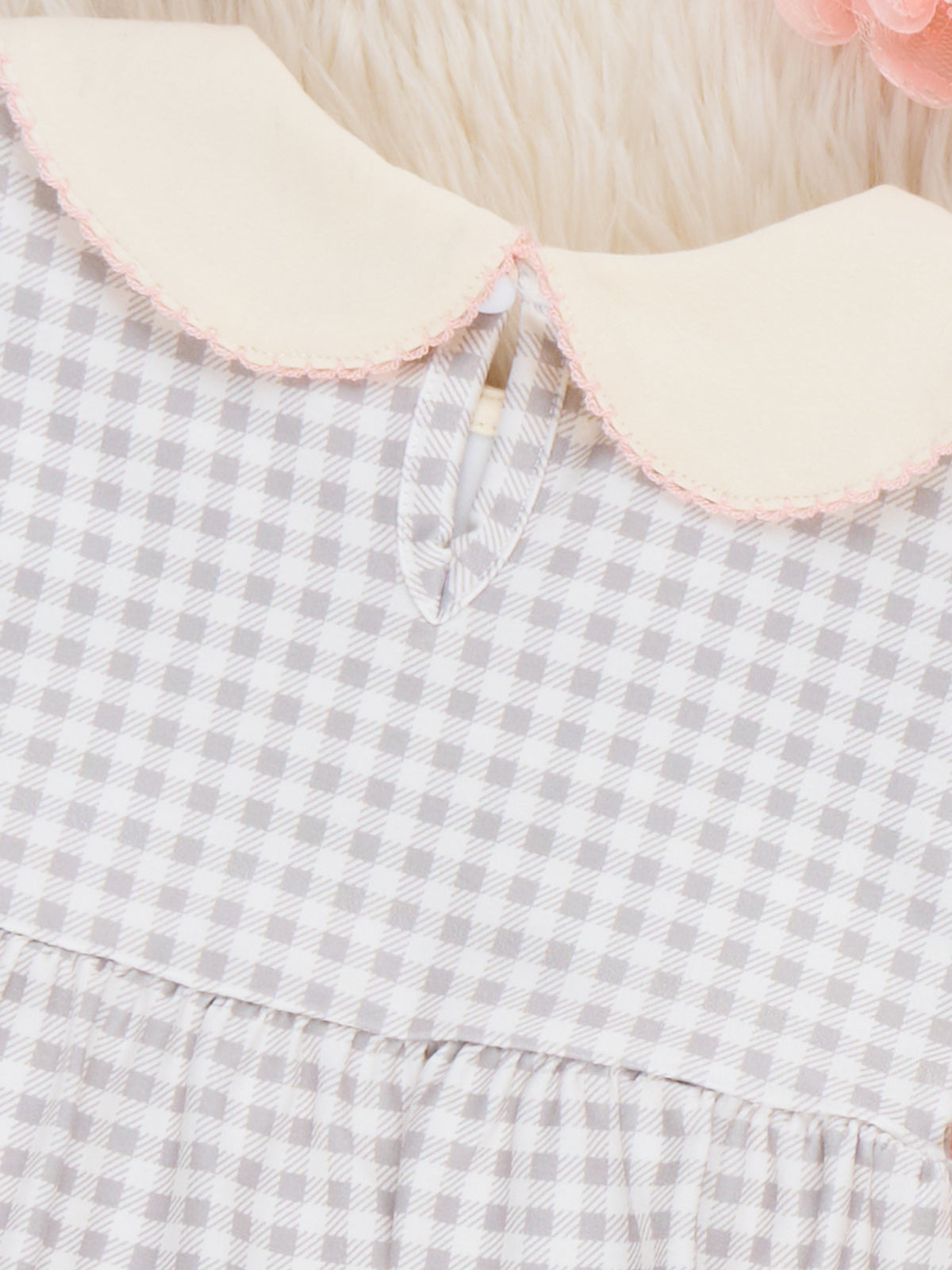 Autumn Acorns Bows Embroidered Plaid Bubble Romper - Marie Nicole Clothing