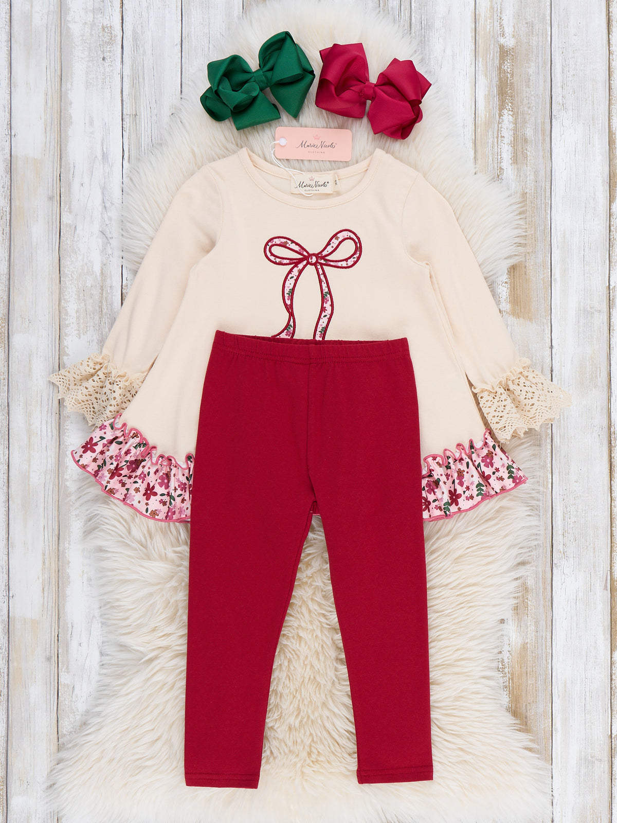 Blooming Fall Bow Ruffle Outfit - Marie Nicole Clothing