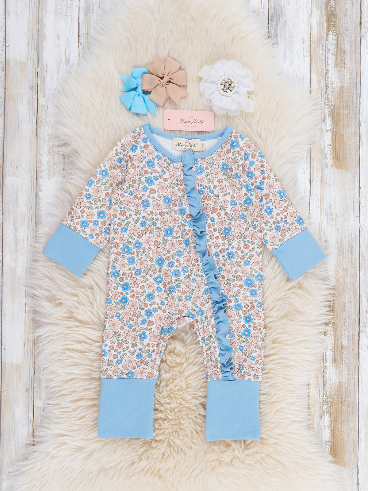 Blossom Floral Ruffle Romper - Marie Nicole Clothing