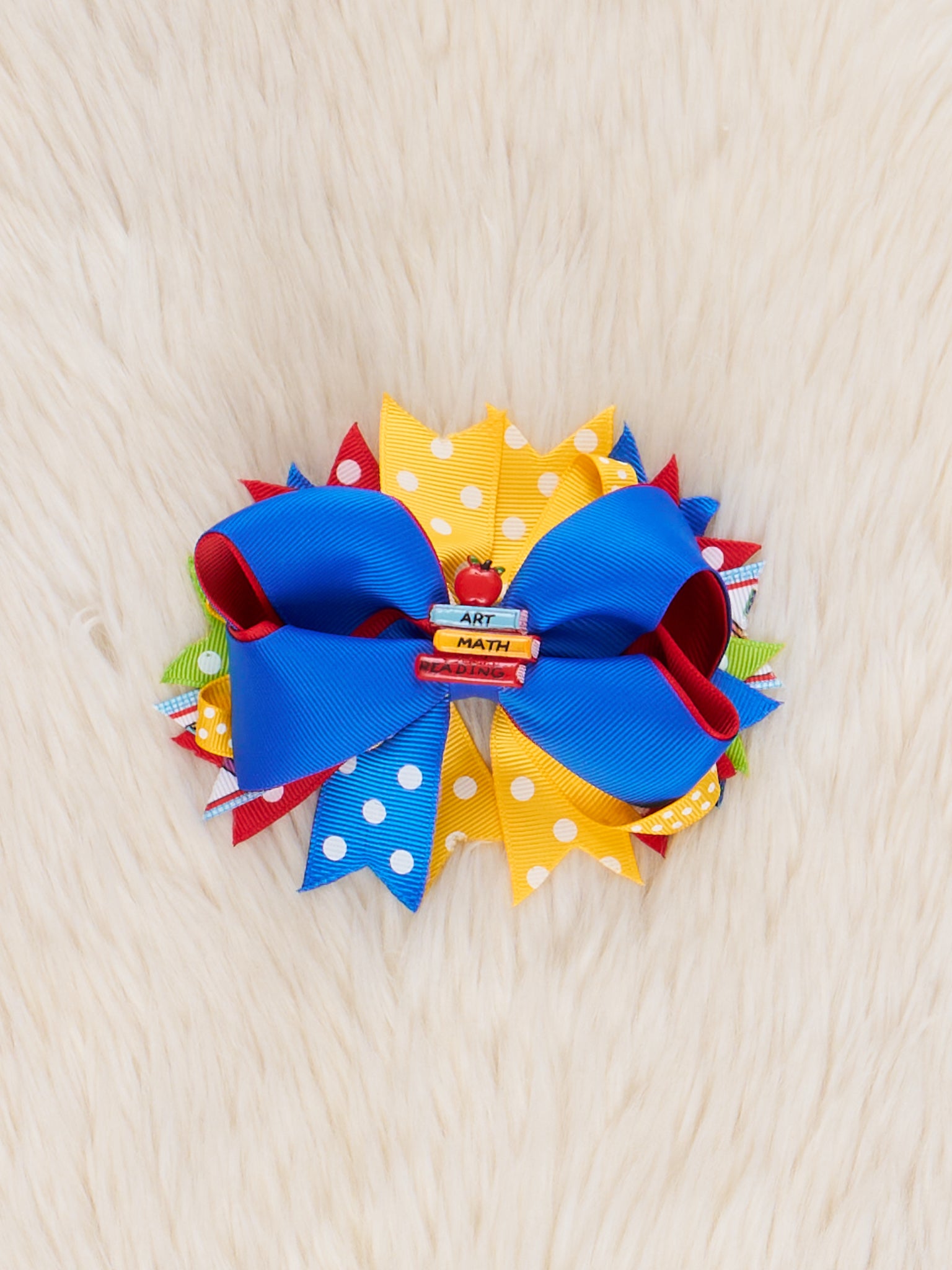 Blue Class in Session Ribbon Bow - Marie Nicole Clothing
