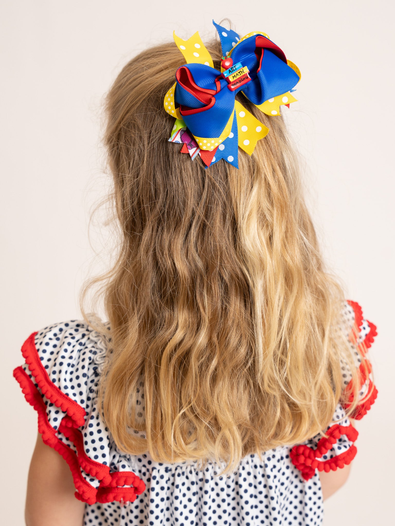 Blue Class in Session Ribbon Bow - Marie Nicole Clothing