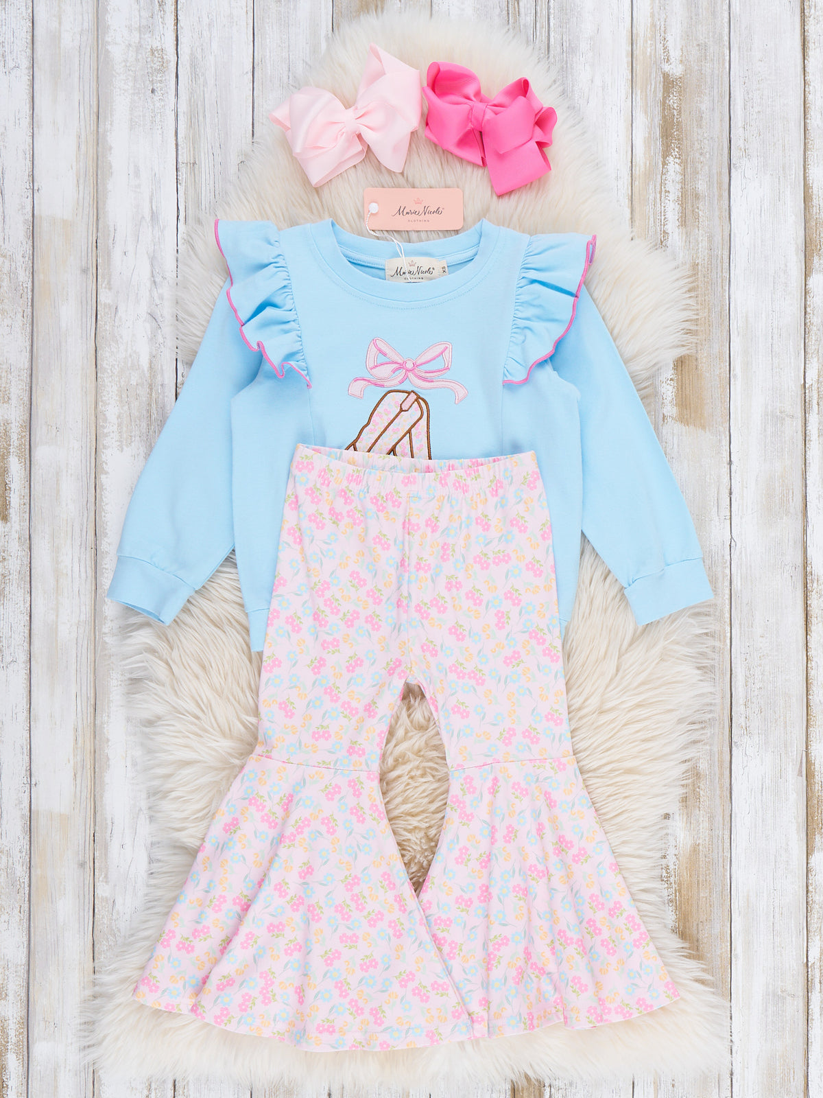 Boots & Bows Floral Bell-Bottom Outfit - Marie Nicole Clothing