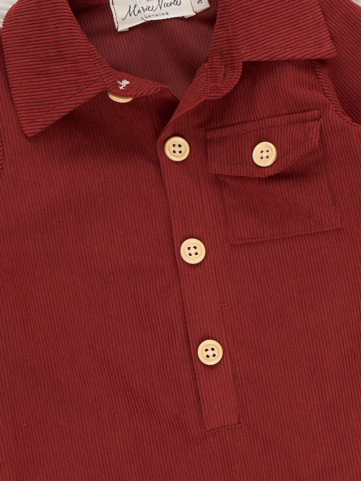 Classic Button-Up Romper- Burnt Orange - Marie Nicole Clothing