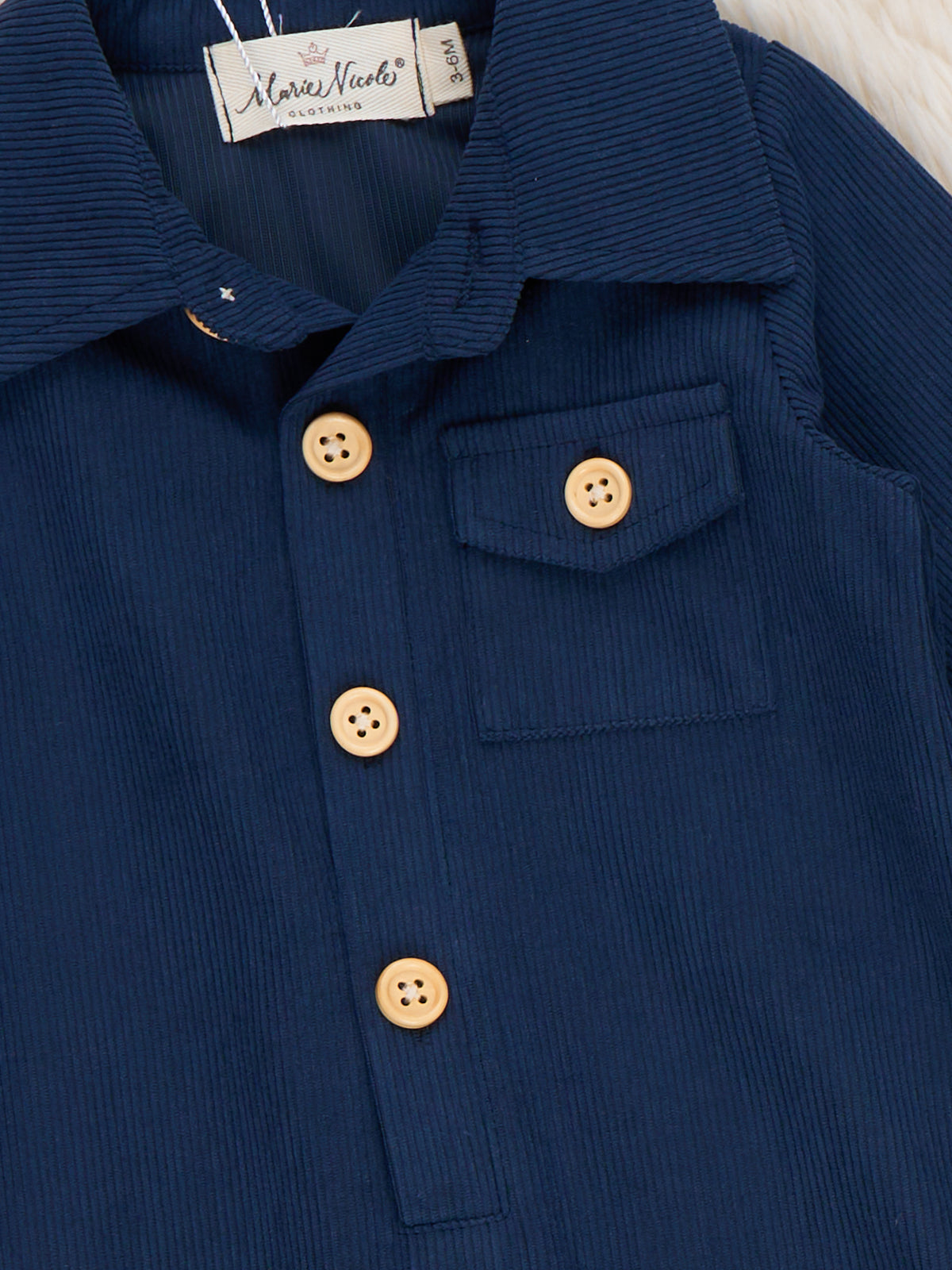 Classic Button-Up Romper- Navy - Marie Nicole Clothing