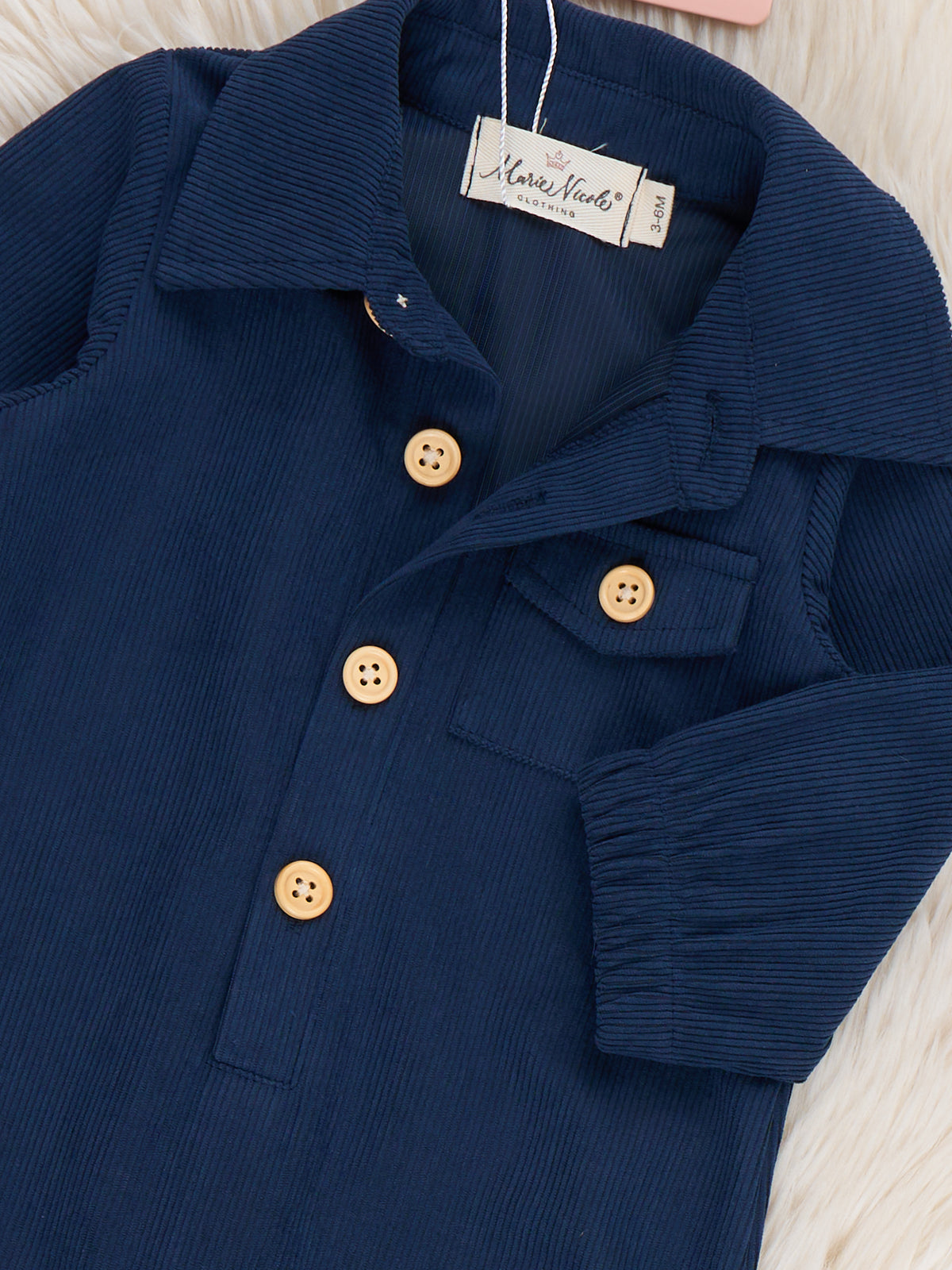 Classic Button-Up Romper- Navy - Marie Nicole Clothing