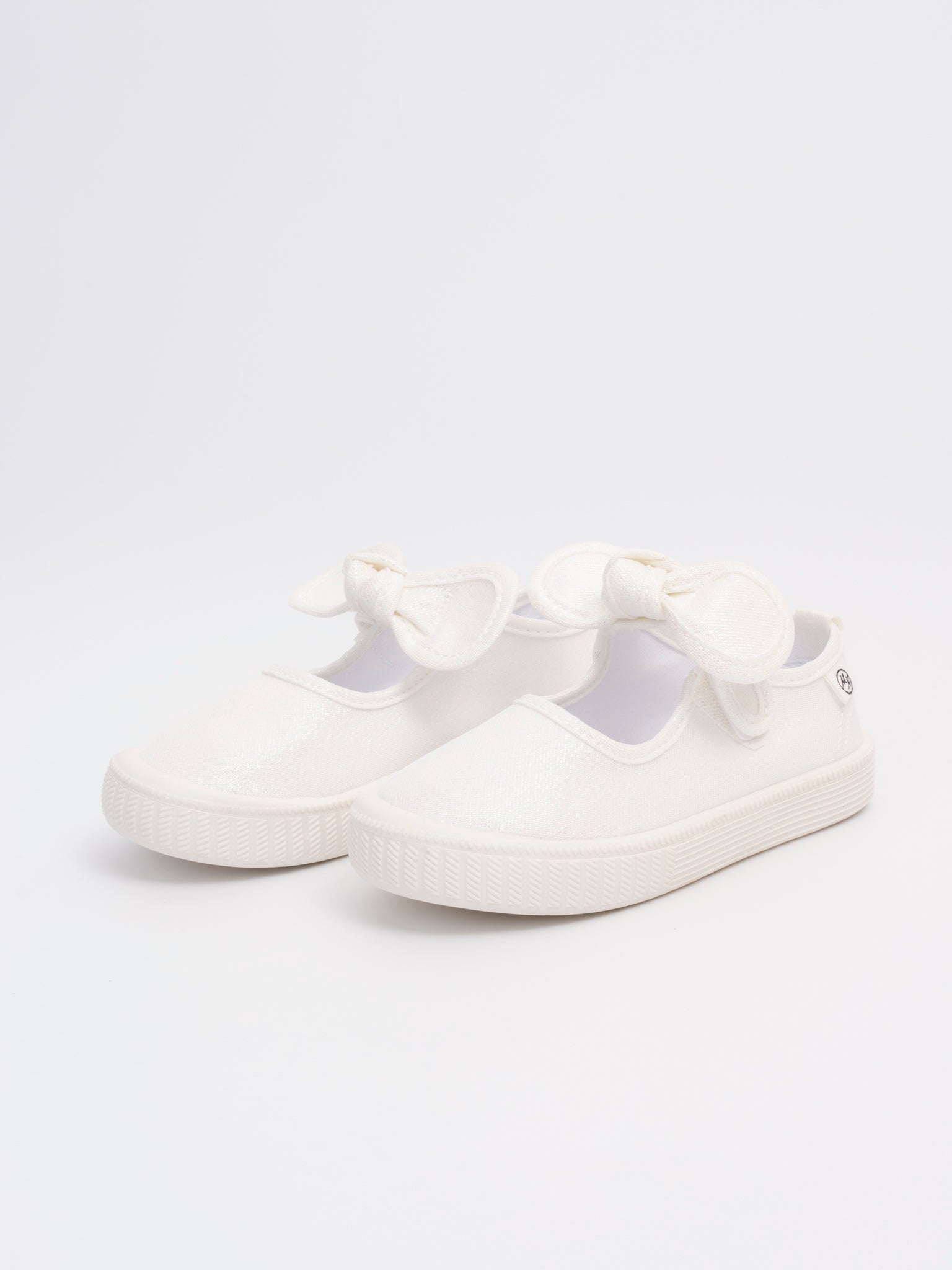 Girls' Sparkly Bow Mary Jane Sneaker - White Glitter - Marie Nicole Clothing