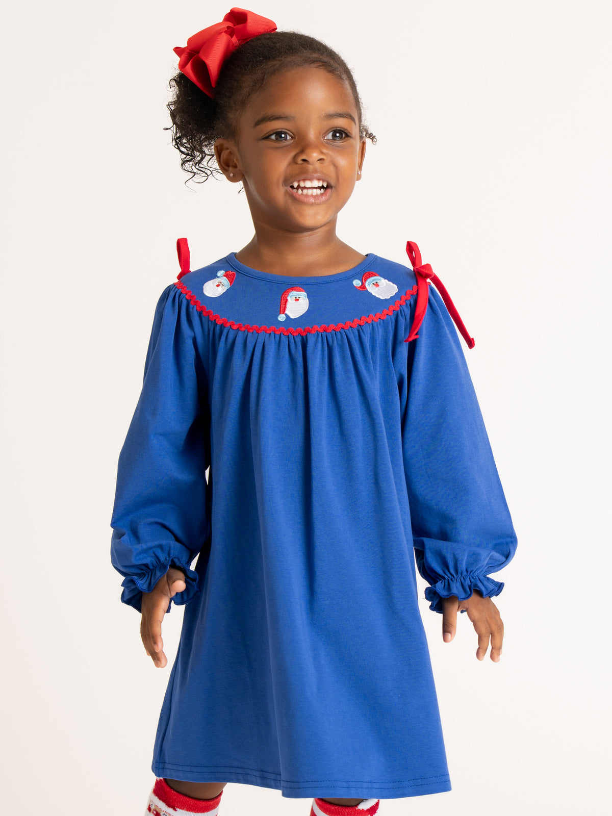 Santa Parade Embroidered Ruffle Dress - Marie Nicole Clothing