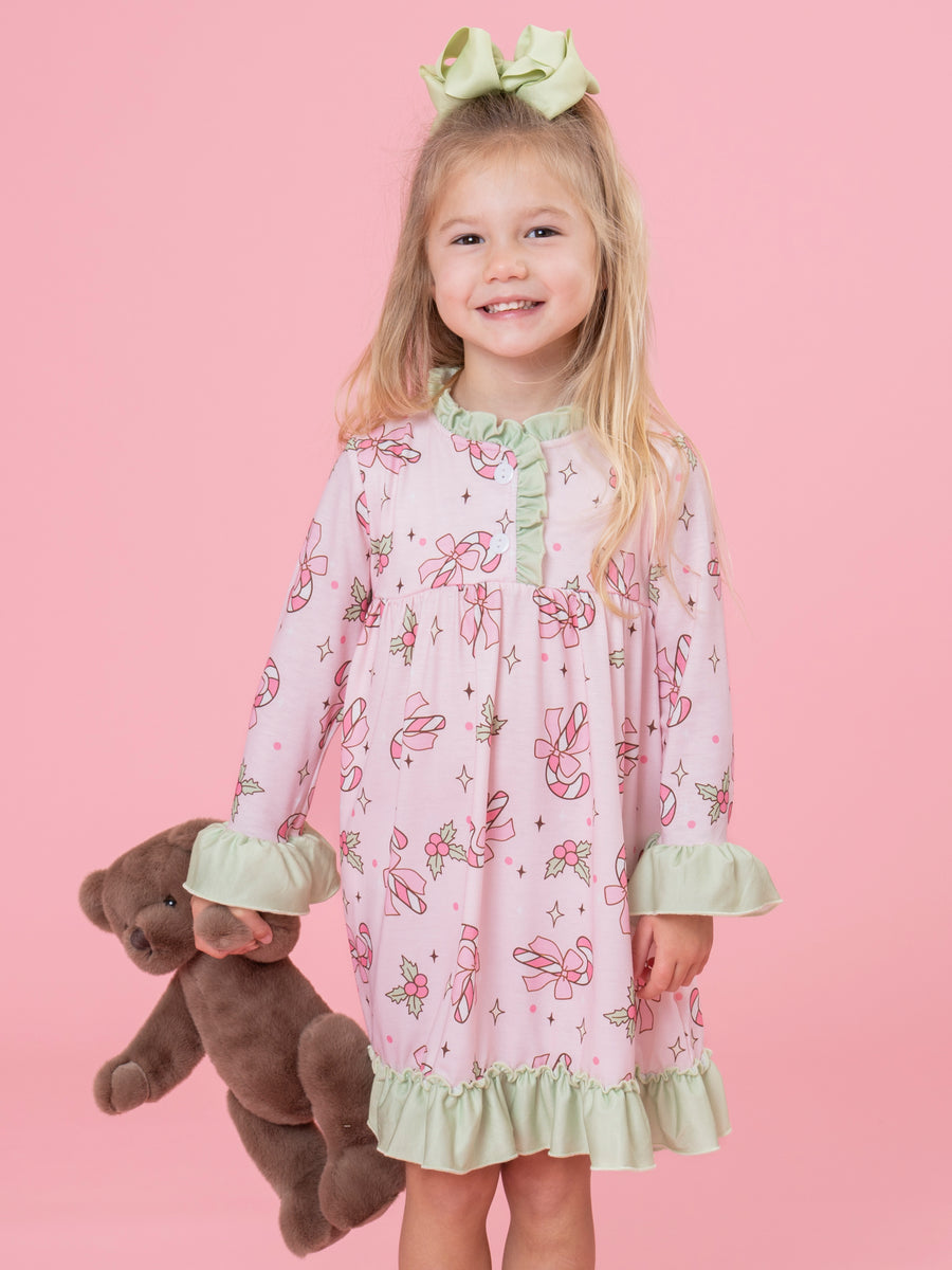 Candy Cane Embroidered Nightgown
