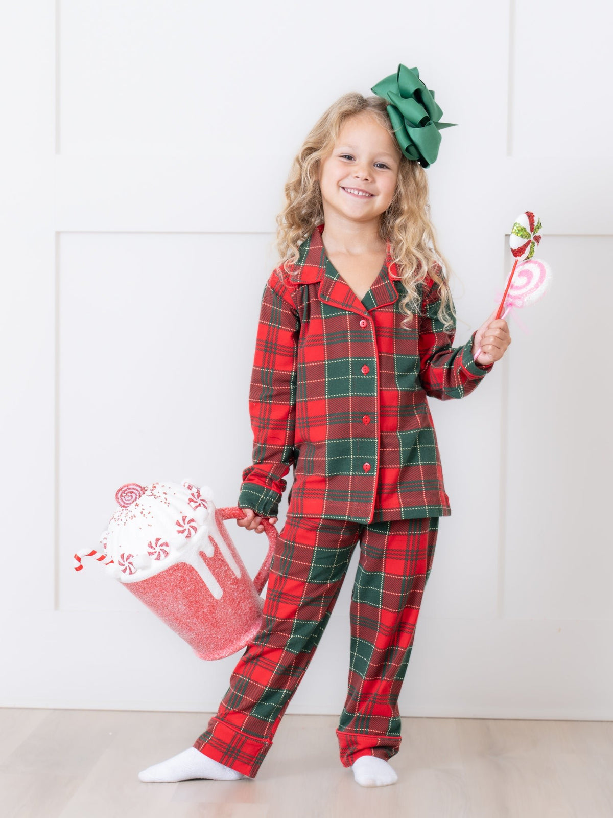 Red & Green Plaid Family Christmas Pajamas - Marie Nicole Clothing
