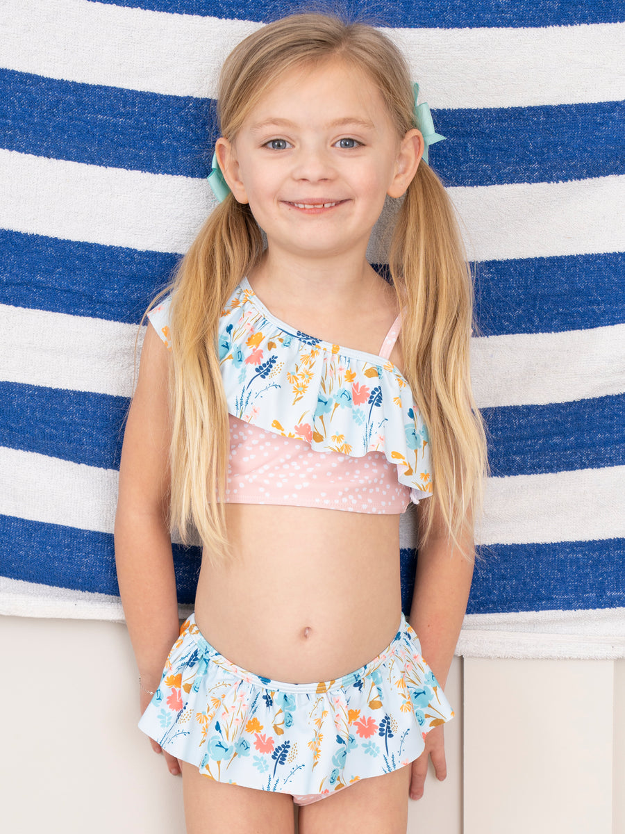 Pretty Poppy Asymmetrical Ruffle Swimsuit - Marie Nicole Clothing
