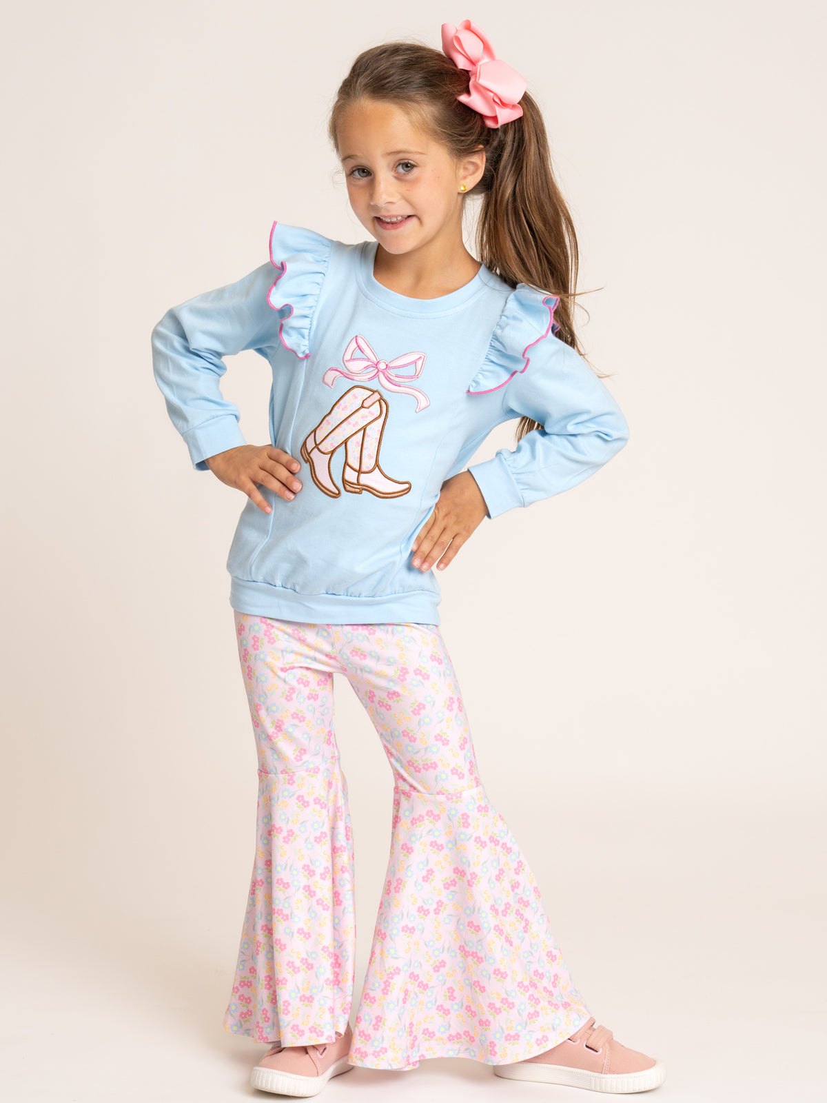 Boots & Bows Floral Bell-Bottom Outfit - Marie Nicole Clothing