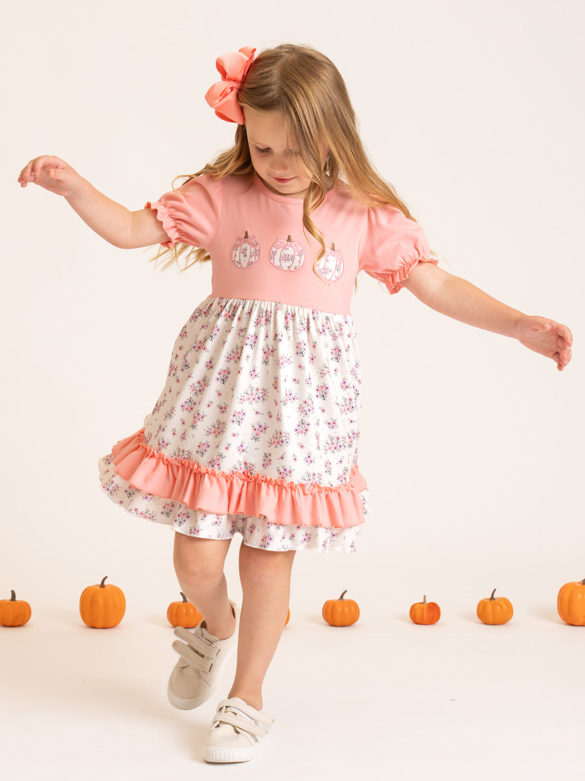 Rustic Rose Pumpkin Embroidered Dress - Marie Nicole Clothing