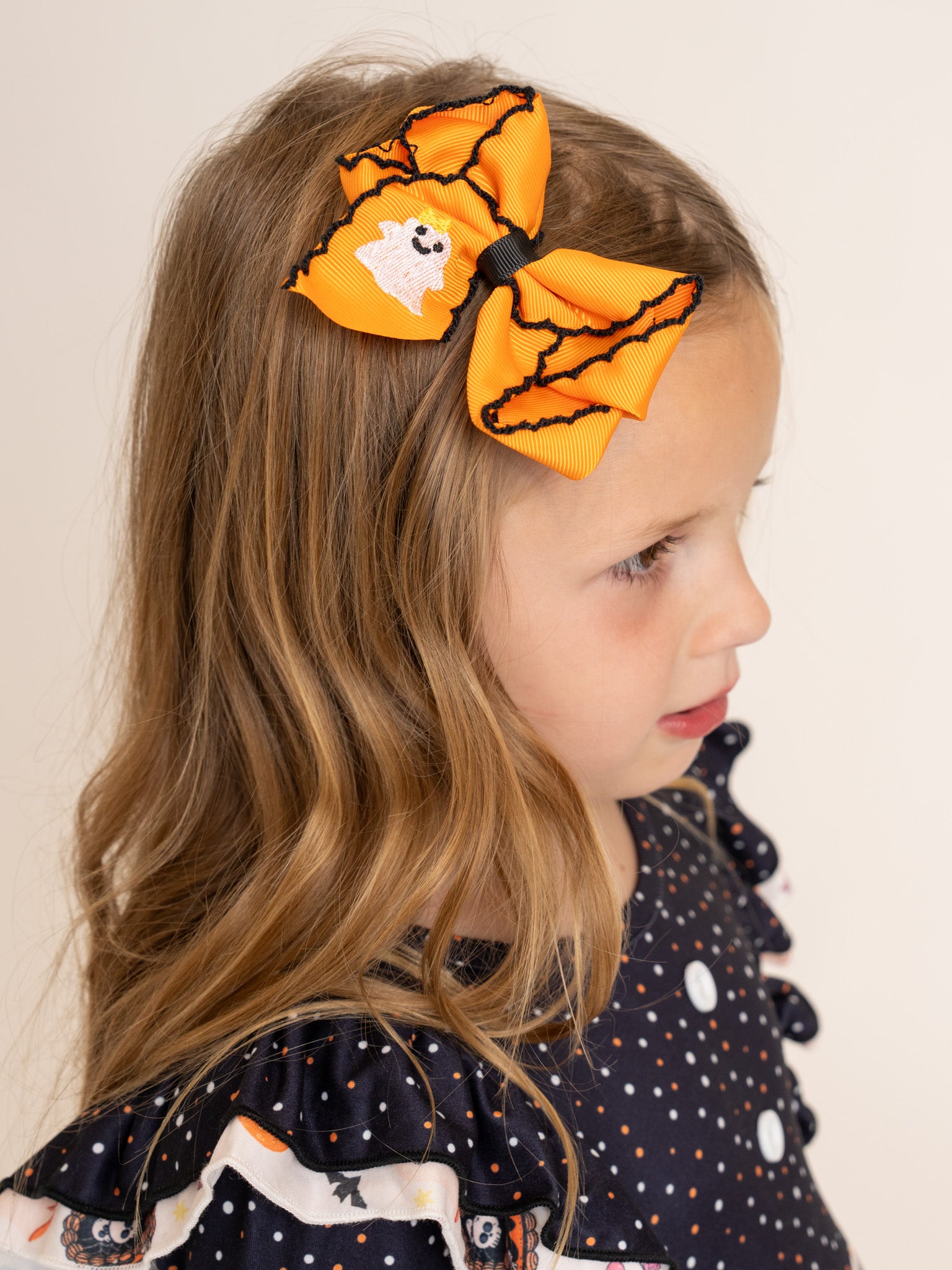 Peek-a-Boo Embroidered Bow- Orange - Marie Nicole Clothing