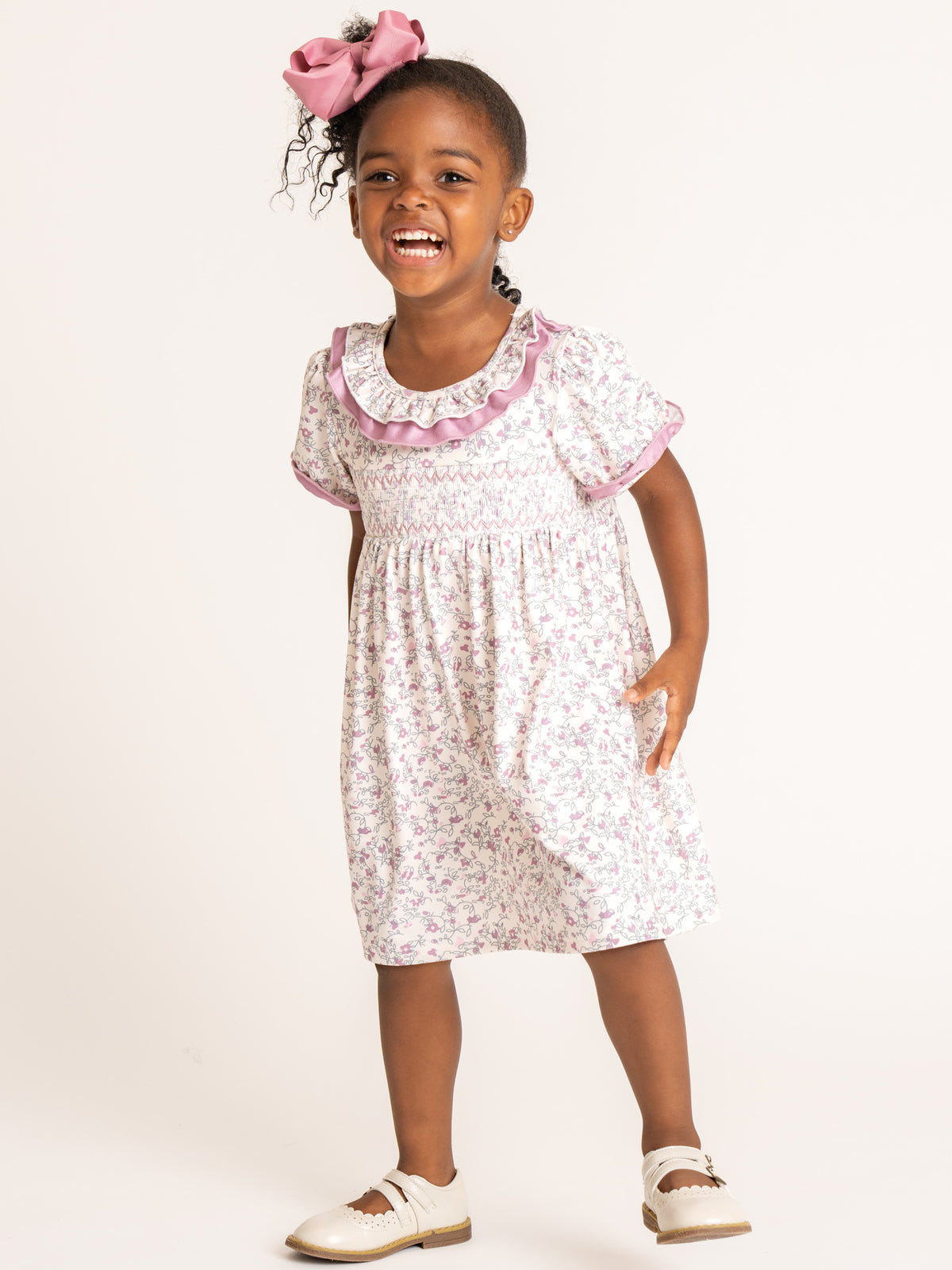 Autumn Petals Smocked Ruffle Dress - Marie Nicole Clothing