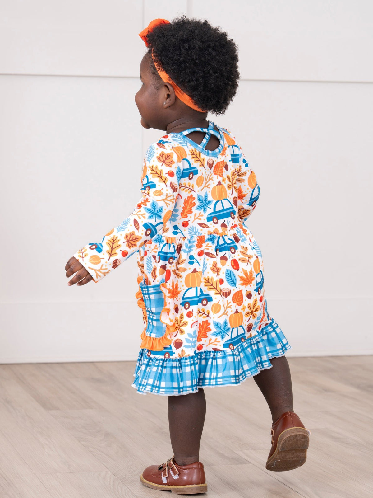 Pumpkin Posy Pickup Plaid Dress - Marie Nicole Clothing