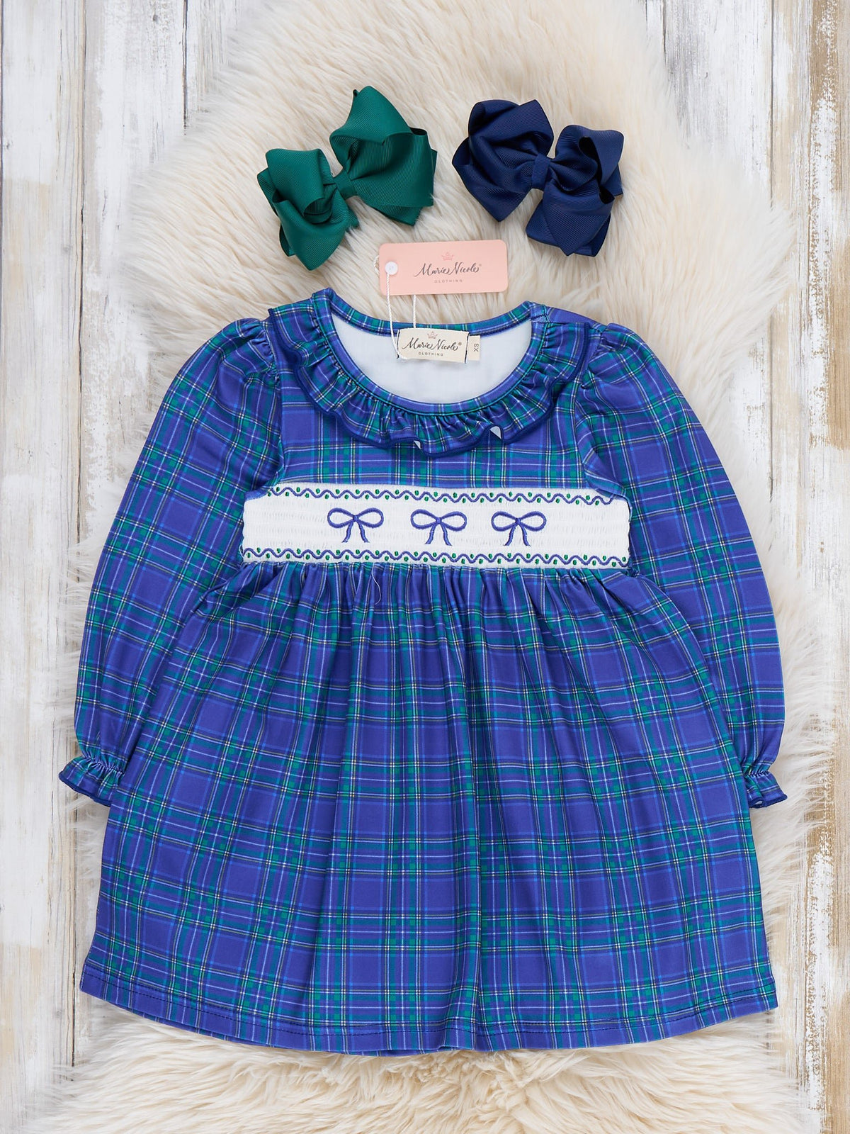 Vintage Charm Smocked Bow Dress - Marie Nicole Clothing