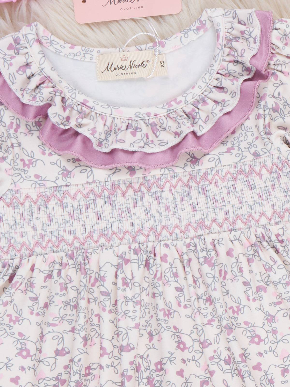 Autumn Petals Smocked Ruffle Dress - Marie Nicole Clothing