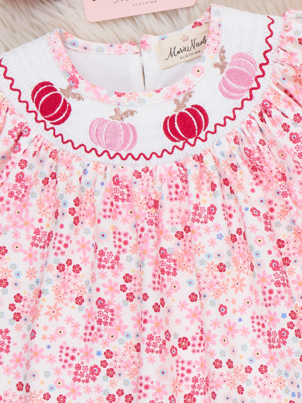 Pumpkin Days Smocked Floral Dress - Marie Nicole Clothing