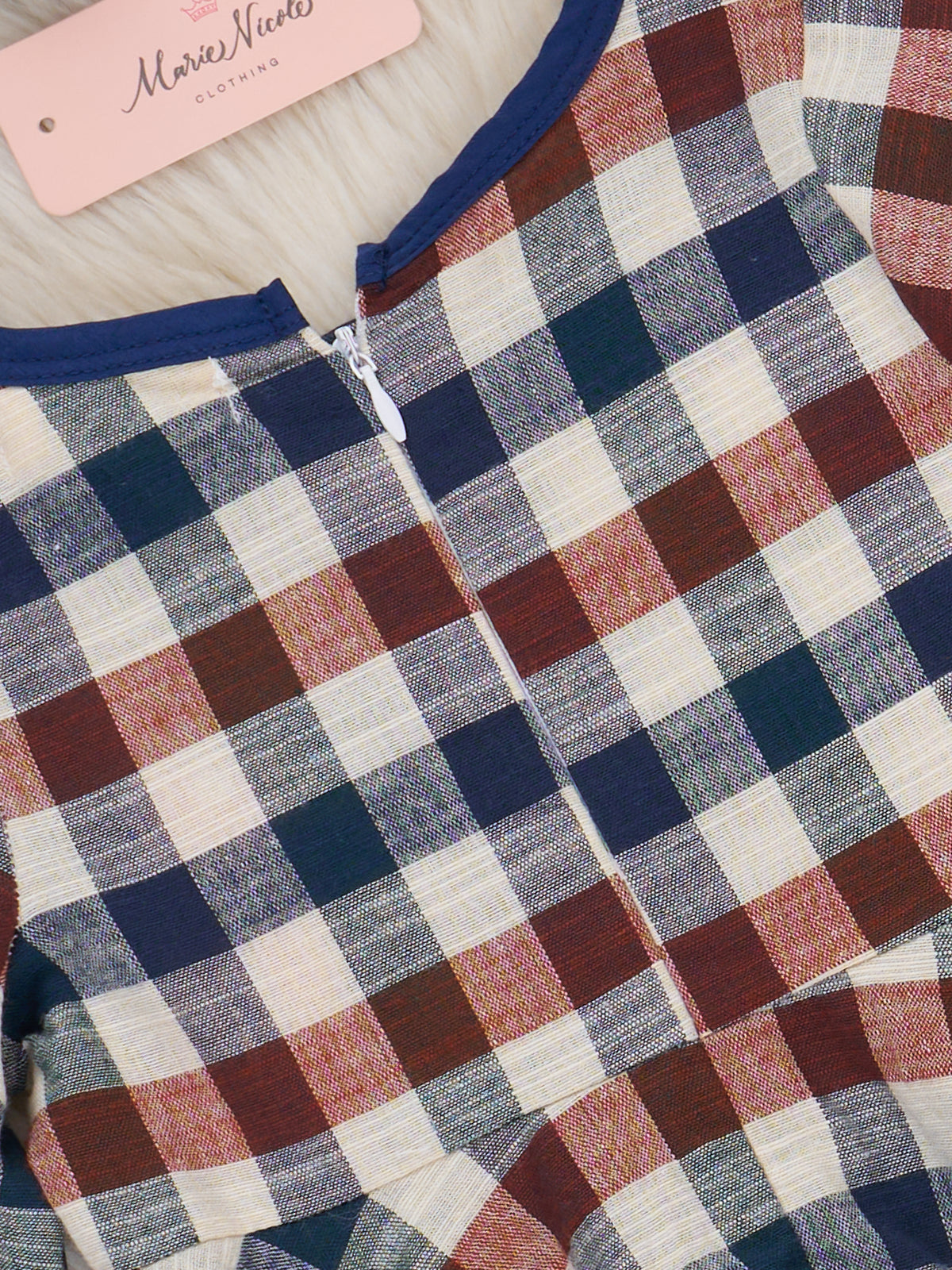 Fall Vintage Plaid Ruffle Swing Dress - Marie Nicole Clothing