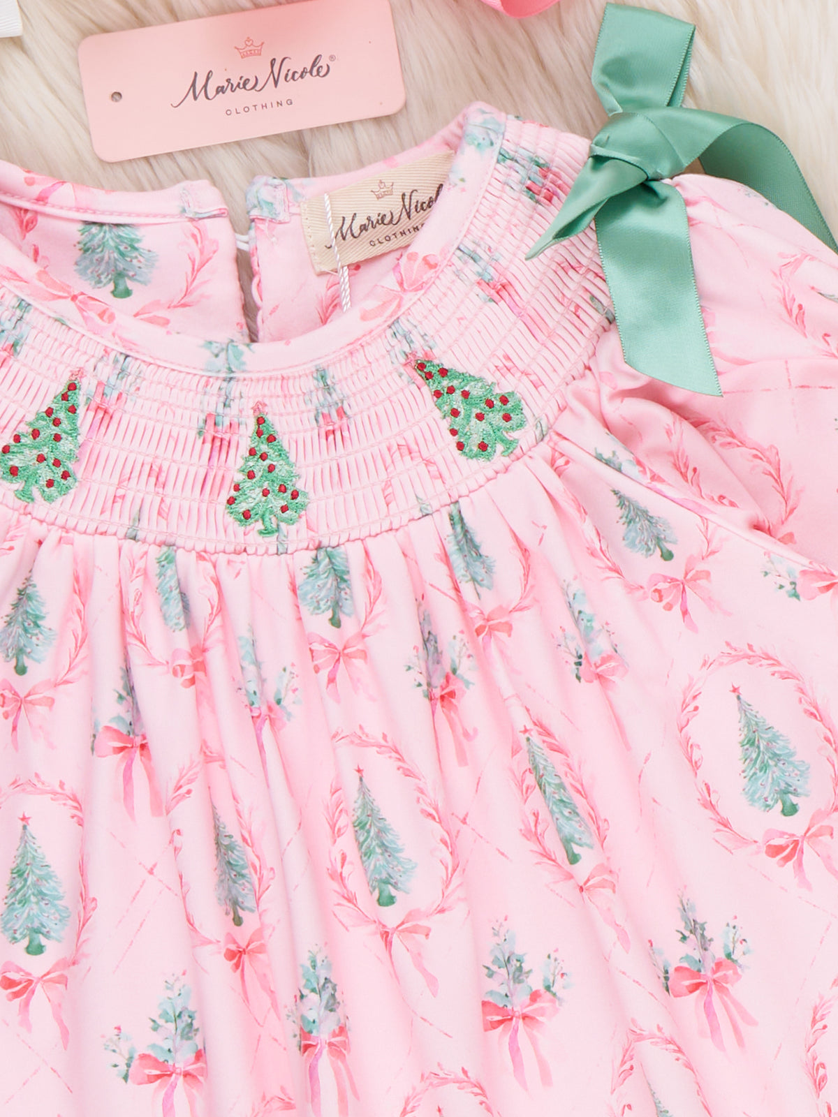 Holiday Tree Charm Ruffle Dress - Marie Nicole Clothing