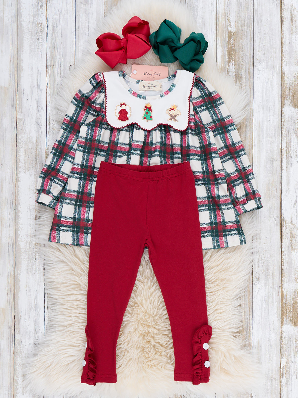 Light of Wonder Plaid Embroidered Outfit - Marie Nicole Clothing