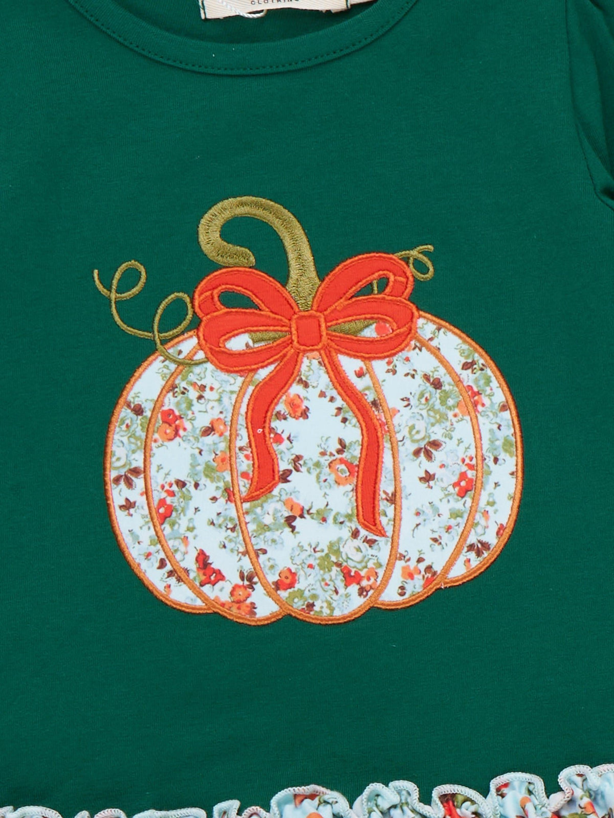Forest Pumpkin Embroidered Bow Ruffle Outfit - Marie Nicole Clothing