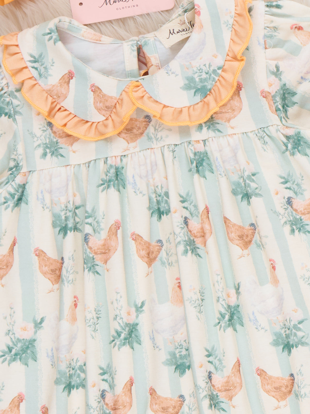 Cozy Country Chicken Ruffle Collar Nightgown - Marie Nicole Clothing